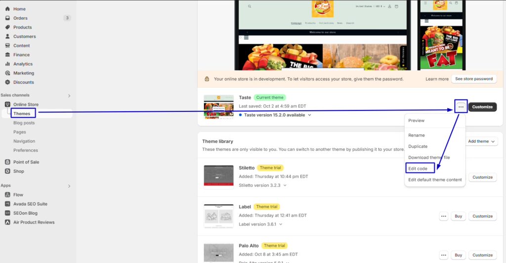 Step 1: Access the coding editing field